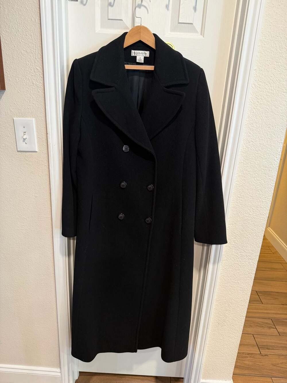 Preston & York Women’s 16 Black 100% Wool Long Peacoat Double Breasted